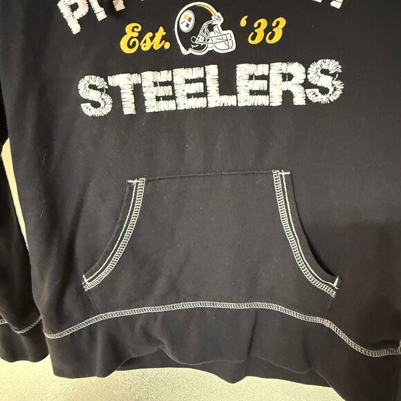 Pittsburg Steelers Hoodie Long Sleeves Distressed Lightweight Women's Medium NFL - Picture 4 of 6